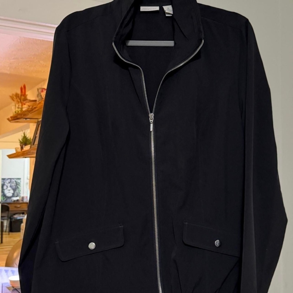 Zenergy by Chico's Black Zip Front Utility Jacket Size 2